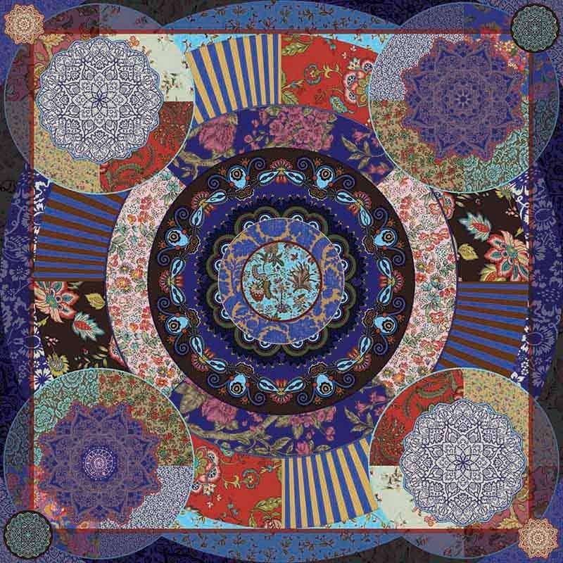 Foulard En Soie · Ornements Dorient (Bleu) Trésor Ethnique