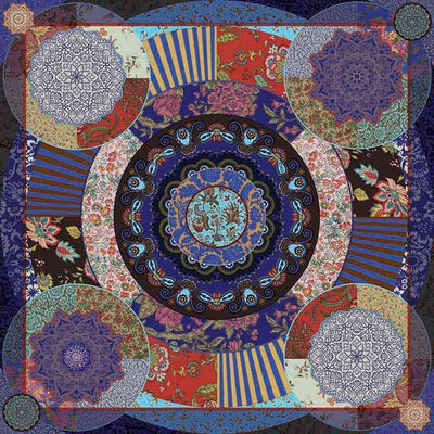 Foulard En Soie · Ornements Dorient (Bleu) Trésor Ethnique