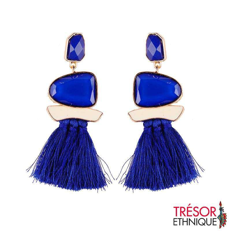 Boucles Doreilles Pierres De Légende Lapis Lazuli Trésor Ethnique