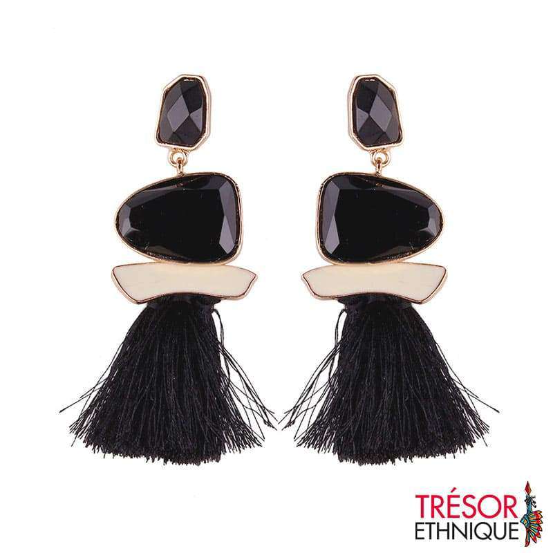 Boucles Doreilles Pierres De Légende Onyx Trésor Ethnique