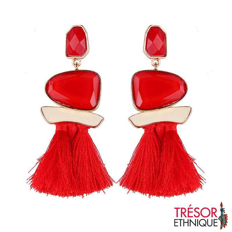 Boucles Doreilles Pierres De Légende Rubis Trésor Ethnique