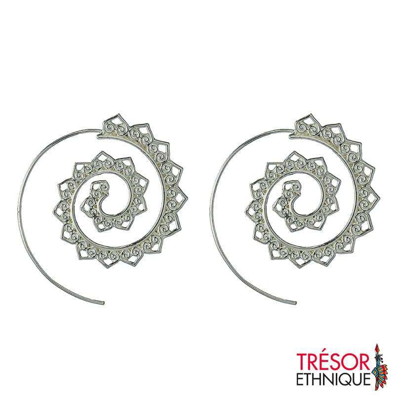 Boucles Doreilles Cur Spiralé Argent Trésor Ethnique