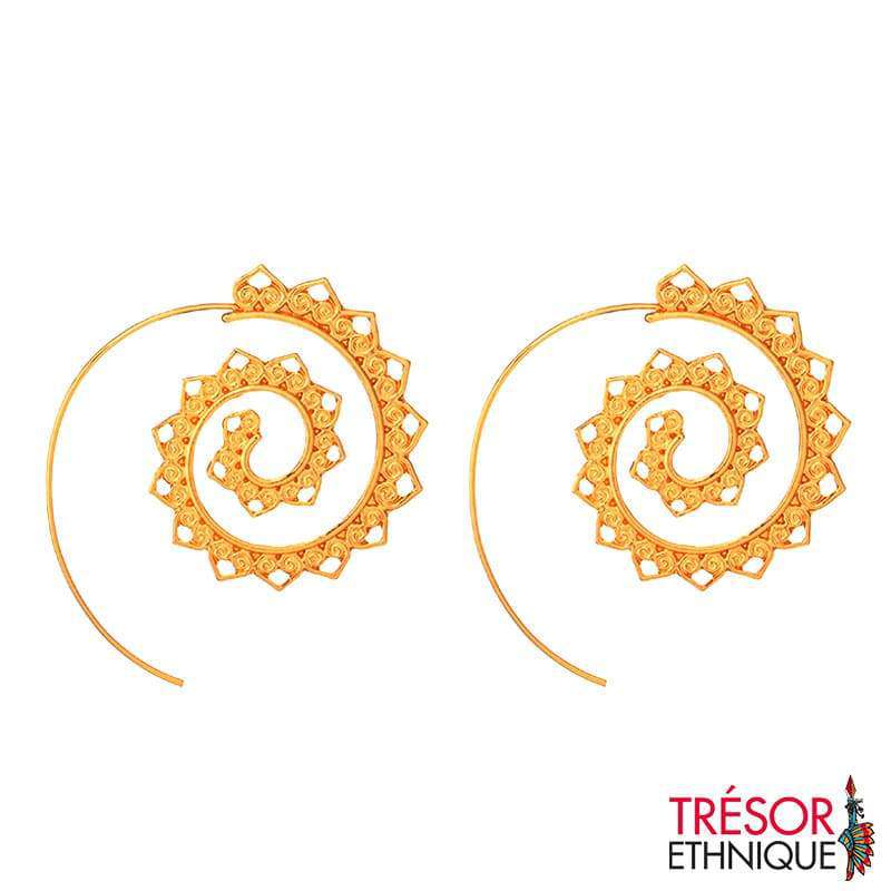 Boucles Doreilles Cur Spiralé Or Trésor Ethnique
