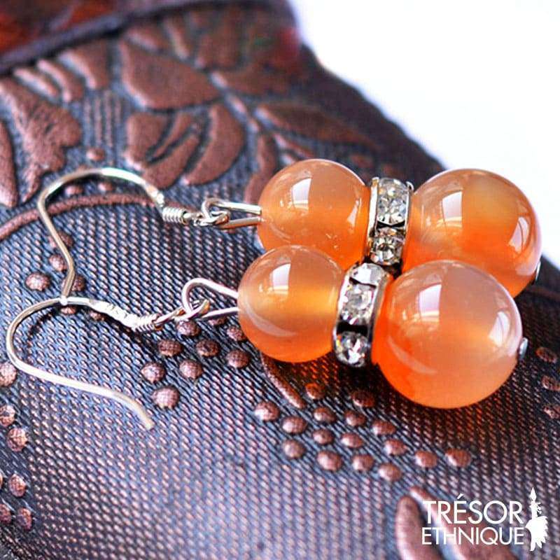Boucles Doreilles En Cristaux Vertueux Lithothérapie Agate Naturelle Trésor Ethnique