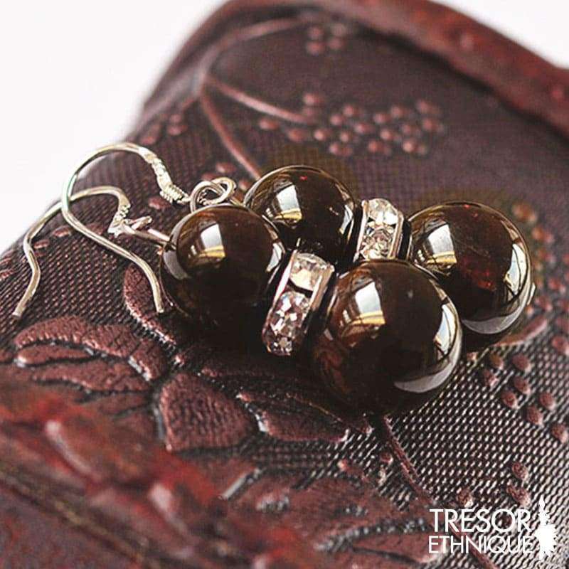 Boucles Doreilles En Cristaux Vertueux Lithothérapie Grenat Trésor Ethnique