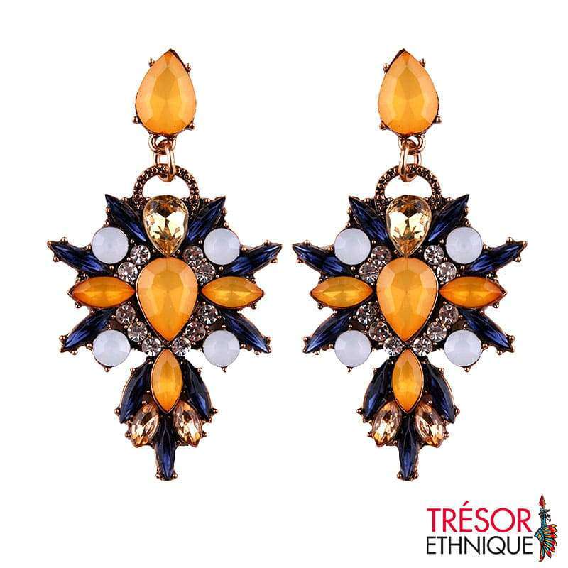 Boucles Doreilles Fleur De Diamants Andalousite Trésor Ethnique