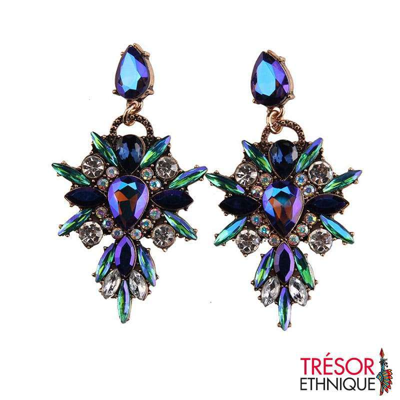 Boucles Doreilles Fleur De Diamants Fluorine Trésor Ethnique