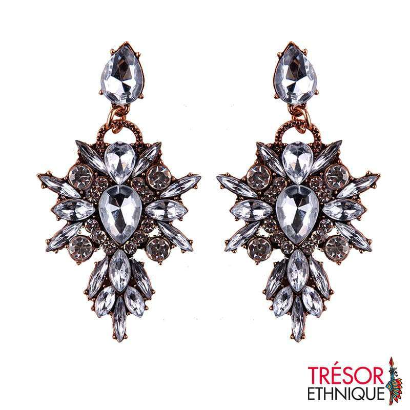 Boucles Doreilles Fleur De Diamants Spinelle Trésor Ethnique