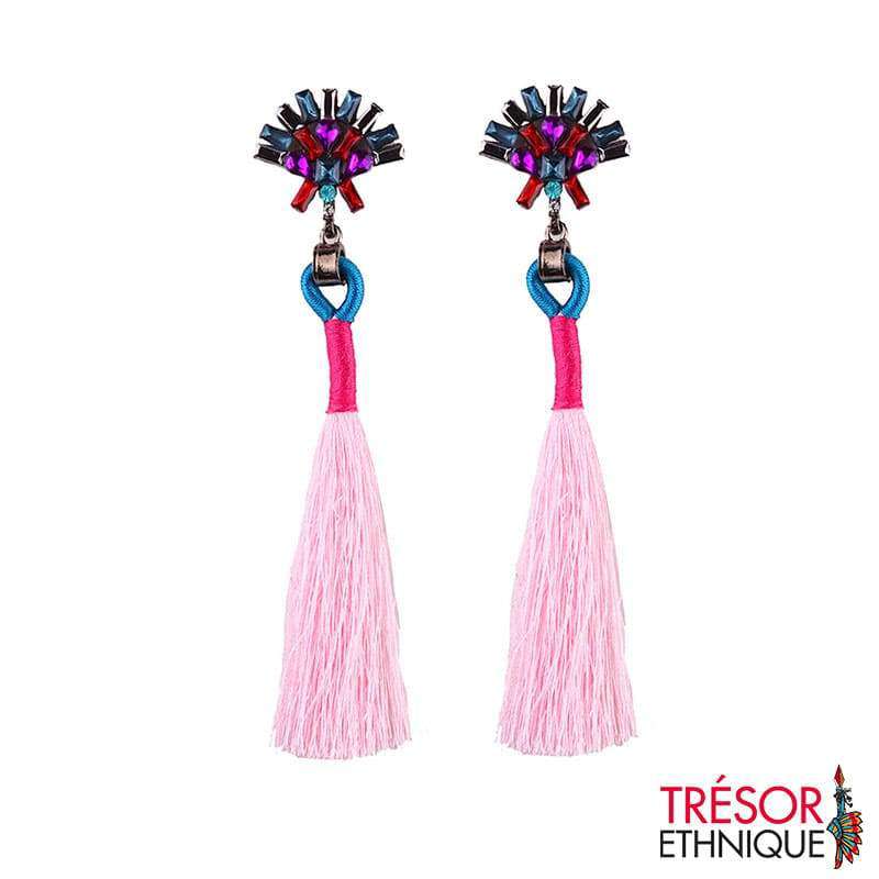 Boucles Doreilles Fleur Étoilée Rose Trésor Ethnique