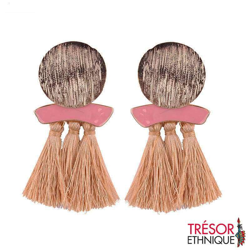 Boucles Doreilles Macramé Café Trésor Ethnique