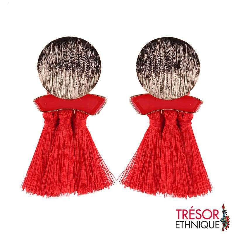 Boucles Doreilles Macramé Coquelicot Trésor Ethnique