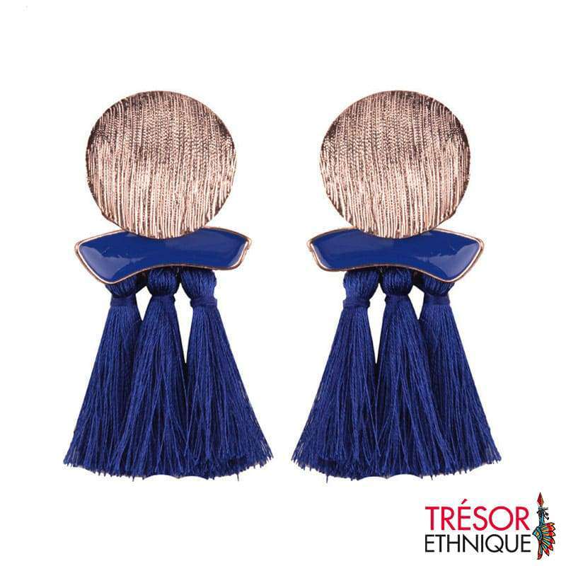 Boucles Doreilles Macramé Marine Trésor Ethnique