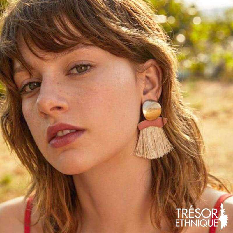Boucles Doreilles Macramé Trésor Ethnique