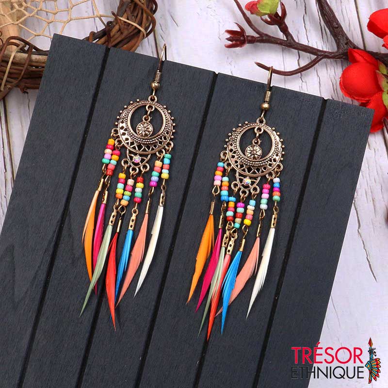 Boucles d'Oreilles Pendantes Arc-en-Ciel