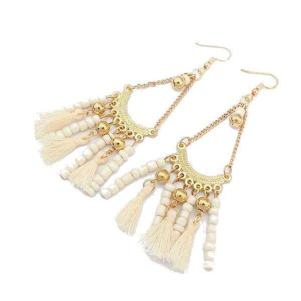 Boucles Doreilles Perle De Laine Pureté Trésor Ethnique