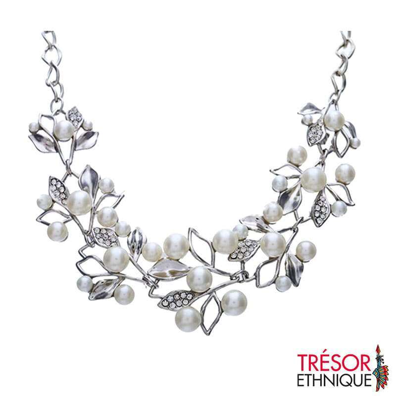 Collier Perlé Feuilles Des Bois Argent Trésor Ethnique