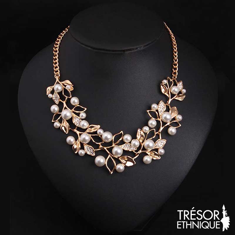 Collier Perlé Feuilles des Bois