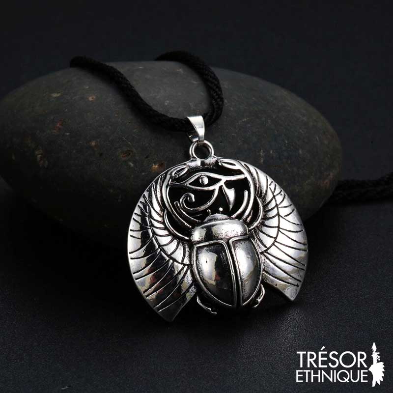 Collier égyptien : Œil d'Horus - Amulette Trésor Ethnique - Modèle Argent