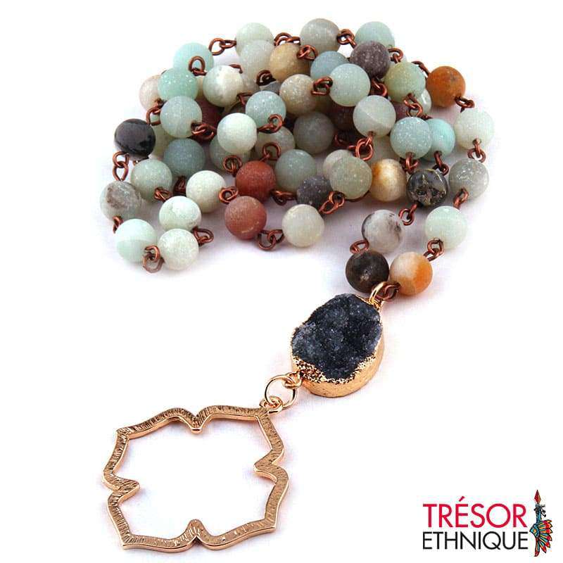 Collier De Perles En Amazonite Naturelle Amazonite Gelée Trésor Ethnique