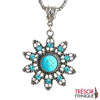 Pendentif Romantique Fleur De Turquoise Soleil Trésor Ethnique