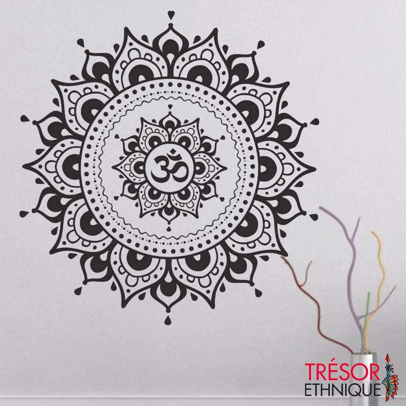 Décoration Murale Mandala Sanskrit Noir / 58 Cm Trésor Ethnique