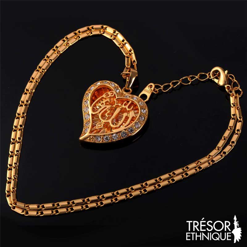 Pendentif Allah Amour Islamique Or Trésor Ethnique