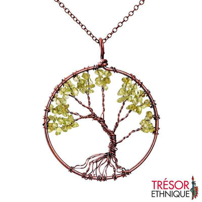 Pendentif Arbre De Vie En Pierres Naturelles Aventurine Trésor Ethnique