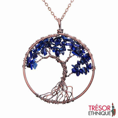 Pendentif Arbre De Vie En Pierres Naturelles Lapis Lazuli Trésor Ethnique