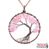 Pendentif Arbre De Vie En Pierres Naturelles Cristal Rose Trésor Ethnique