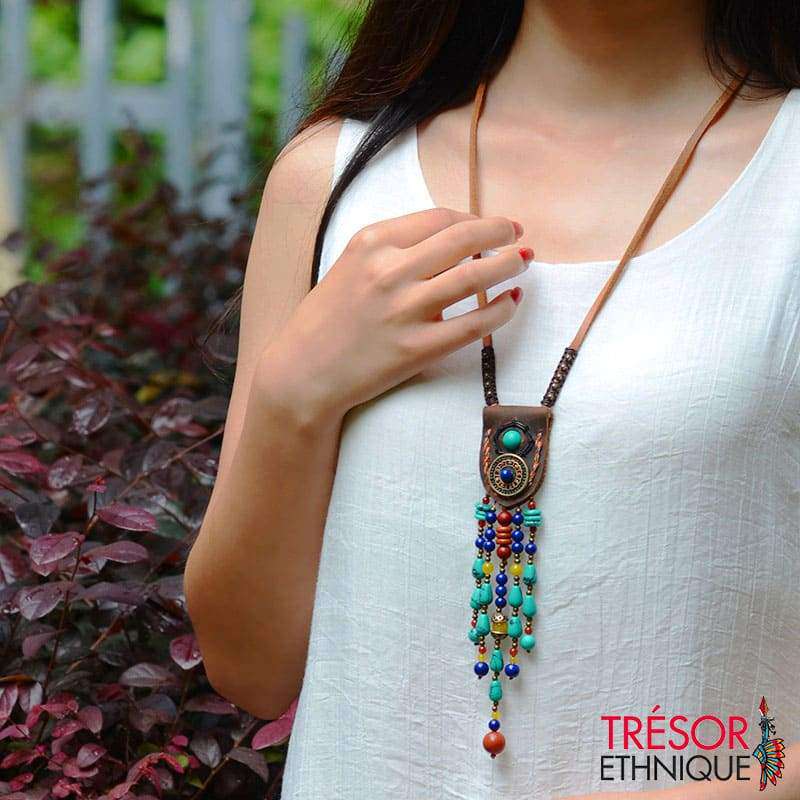 Pendentif Cascade De Perles Naturelles Trésor Ethnique
