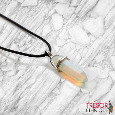 Pendentif Avec Cristal Thérapeutique Jaune Trésor Ethnique