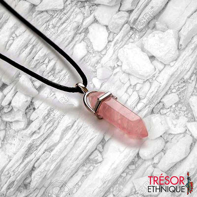 Pendentif Avec Cristal Thérapeutique Rose Trésor Ethnique