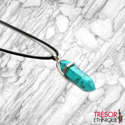 Pendentif Avec Cristal Thérapeutique Turquoise Trésor Ethnique