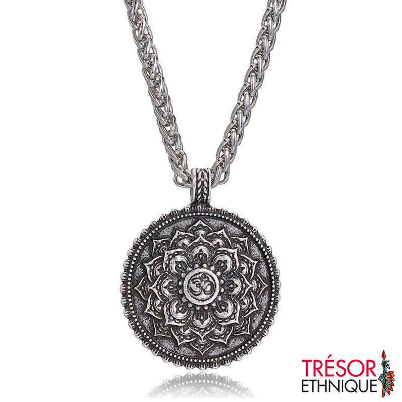 Pendentif Om En Argent Antique Chaîne Trésor Ethnique
