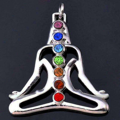 Pendentif Reiki 7 Chakras Méditant Trésor Ethnique