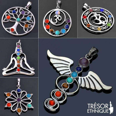 Pendentif Reiki 7 Chakras Trésor Ethnique