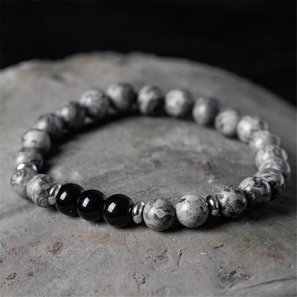 Bracelet Perles d'Hématite Sagesse Éternelle