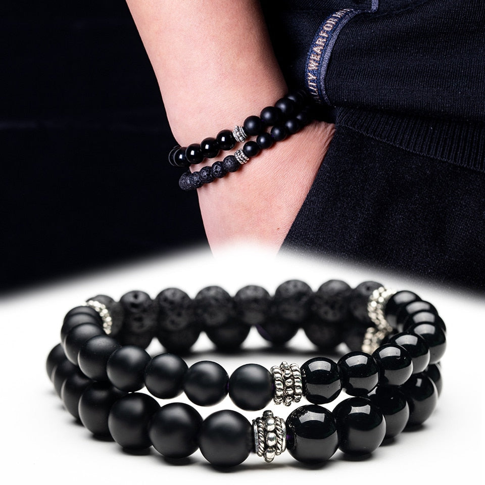 Bracelet Perles d'Hématite Noir Désir