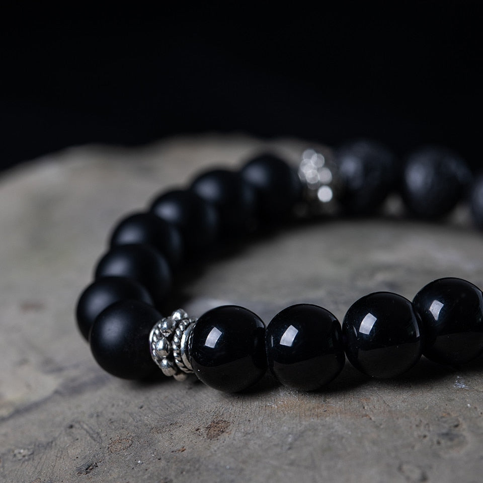 Bracelet Perles d'Hématite Noir Désir