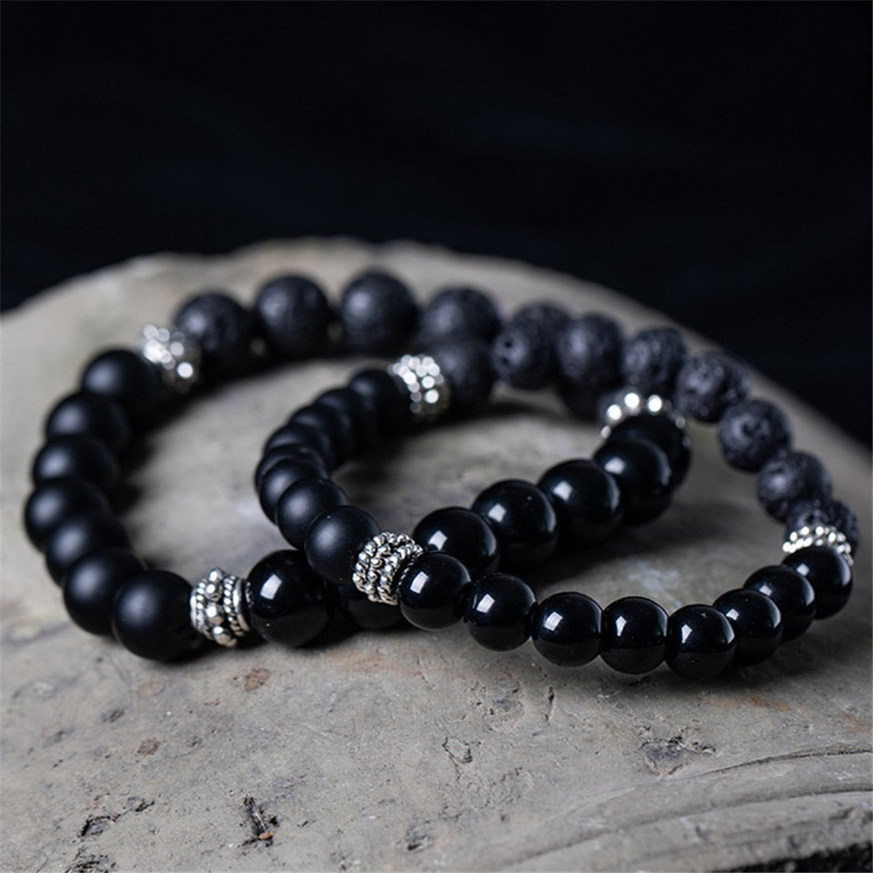 Bracelet Perles d'Hématite Noir Désir