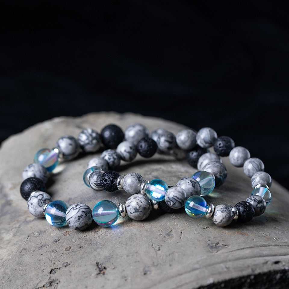 Bracelet Perles d'Hématite Azur Pacifique