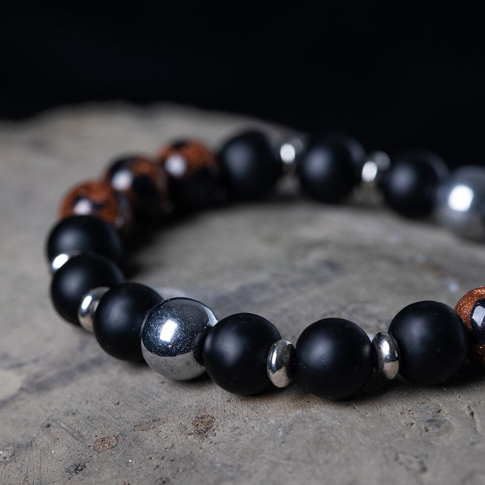 Bracelet Perles d'Hématite Matin Brun