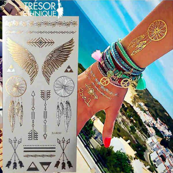 Tatouage Ailes De Liberté (Mains Bras & Jambes) Trésor Ethnique